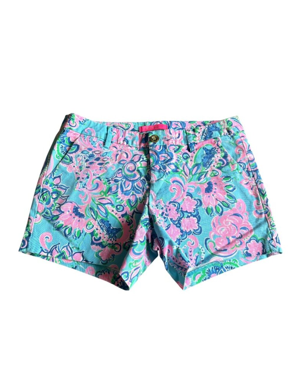 Lilly Pulitzer Womens Floral Shorts Denim Size 4 Colorful
